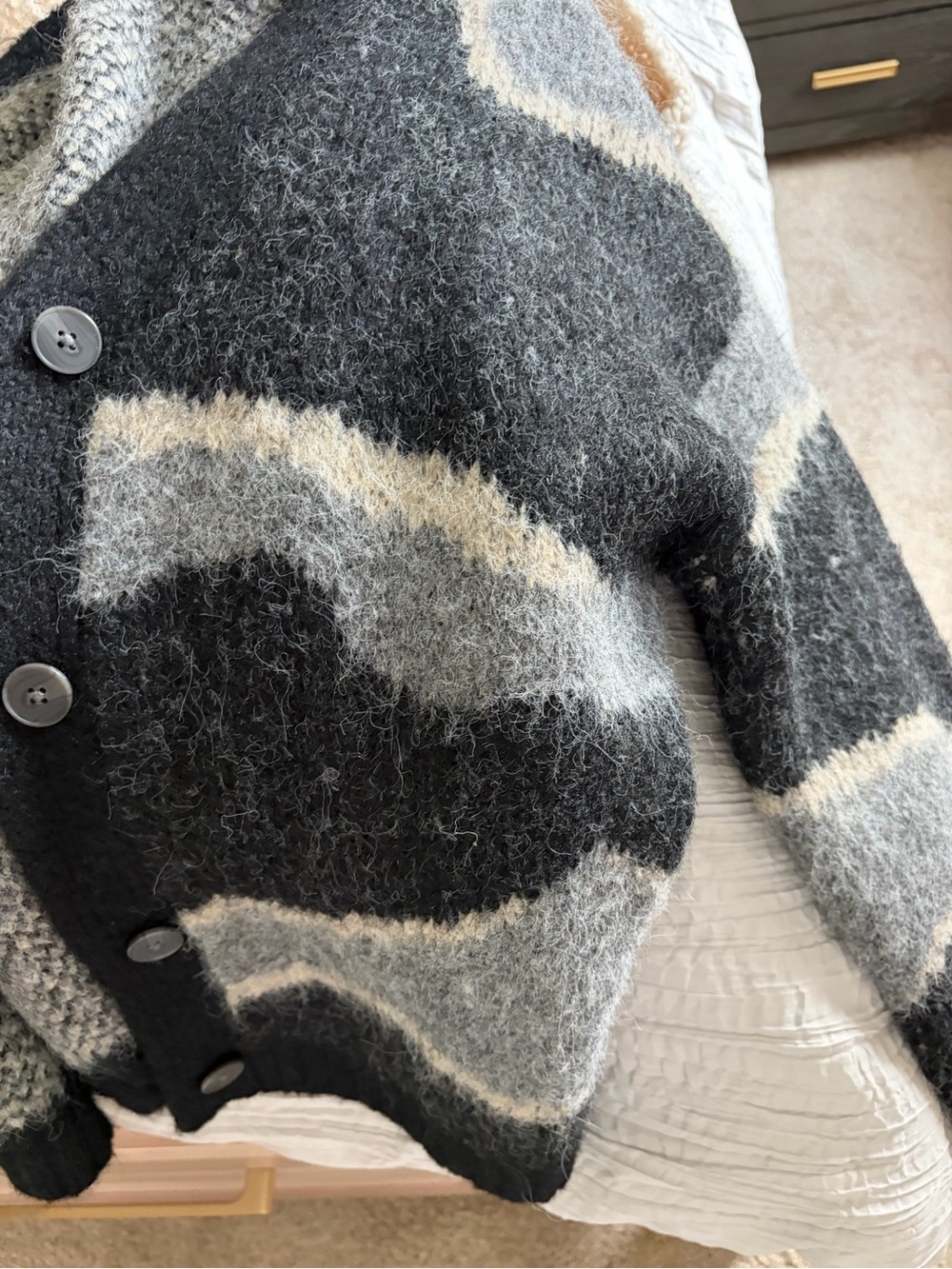 OAK + FORT Black and Gray Textured Knit cardigan Sweater size small - Picture 2 of 3